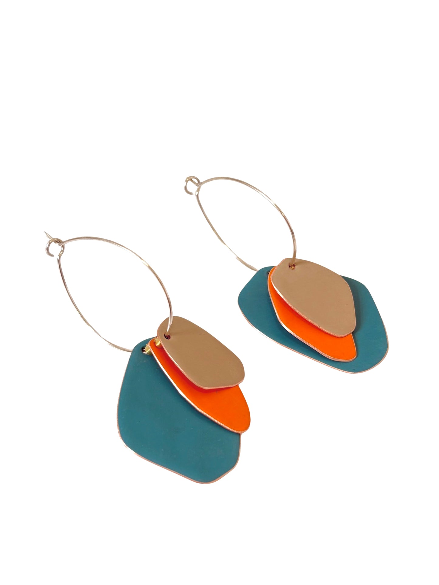 Lou Drop Earrings - Dark Turquoise, Orange, Sand