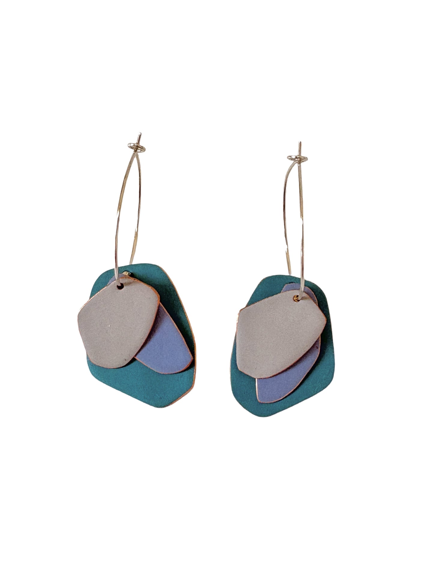 Lou Drop Earrings - Dark Turquoise, Pigeon, Grey