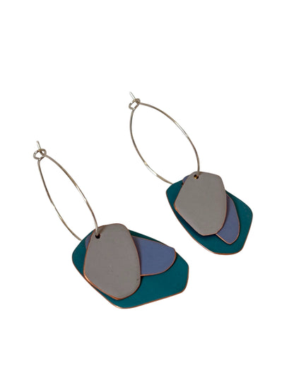 Lou Drop Earrings - Dark Turquoise, Pigeon, Grey