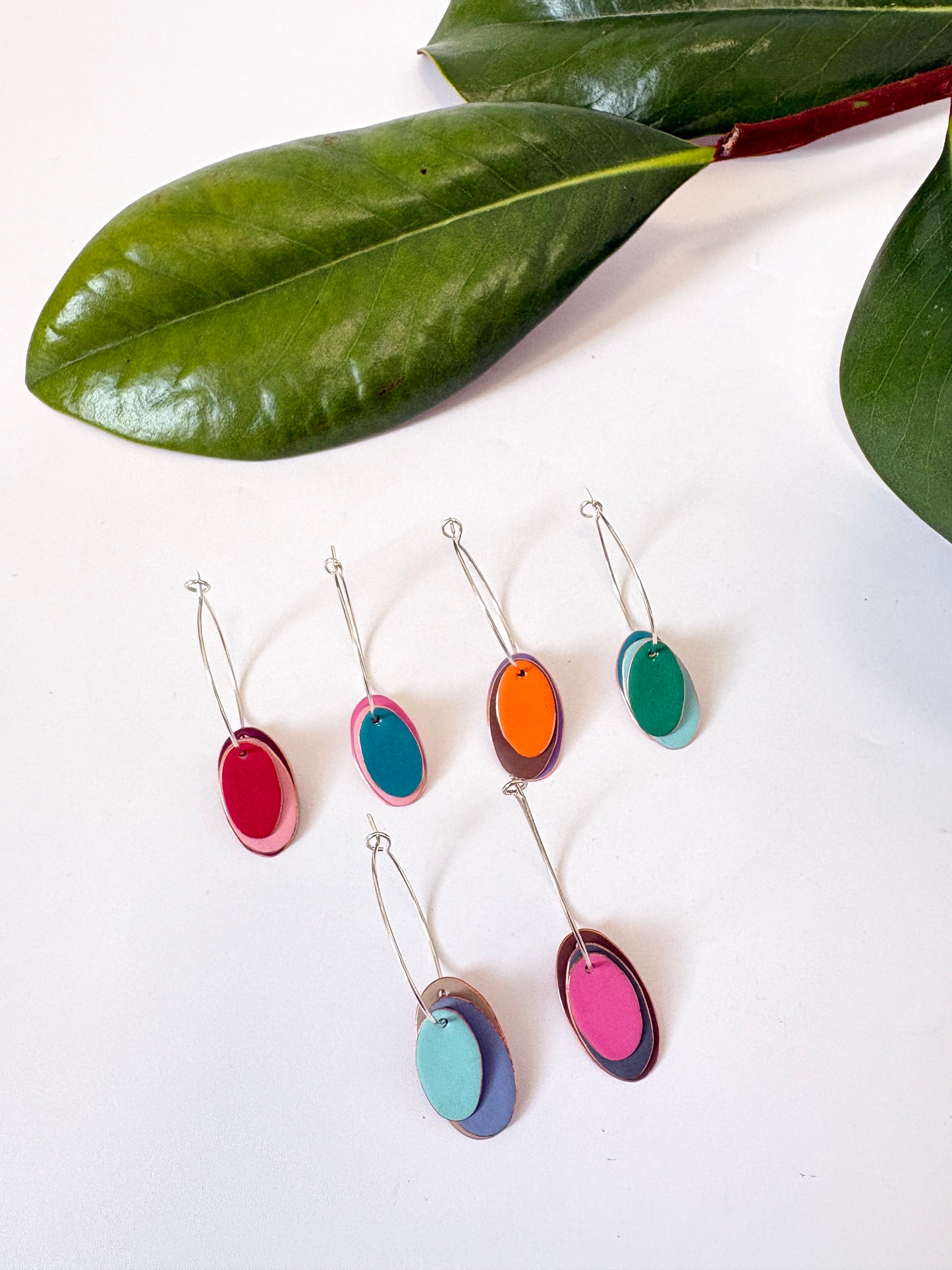 Hoops & Drops Earrings - Neon, Pink, Dark Turquoise