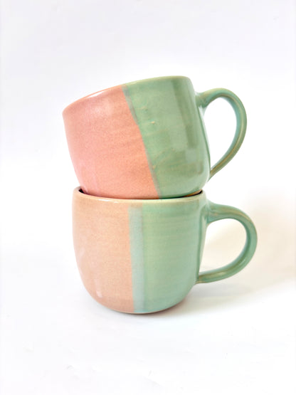 *Exclusive* Two-Toned Ceramic Mug - Pink / Aqua