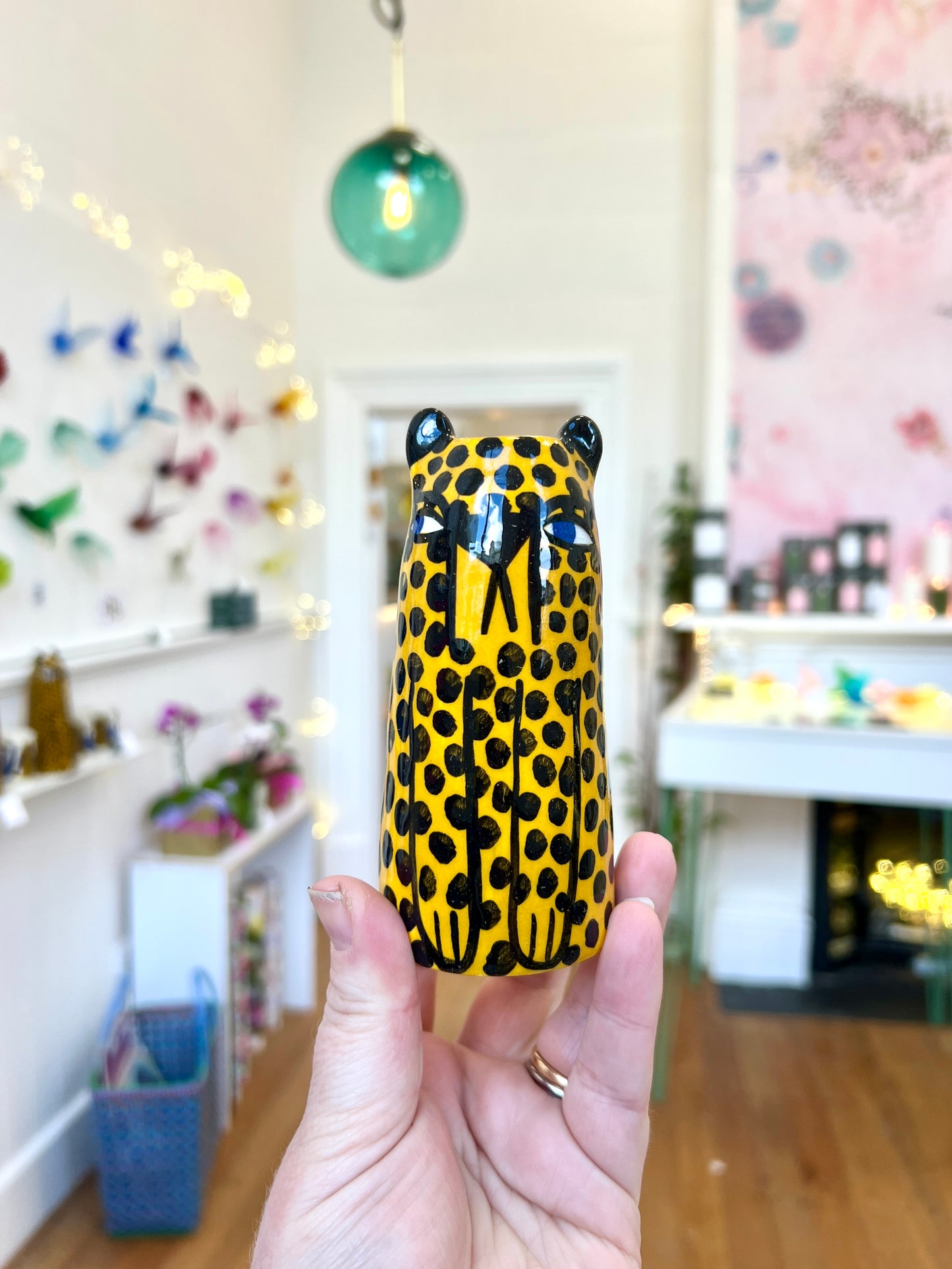 Miniature Ceramic Cheetah Vase by Studio Soph - Yellow