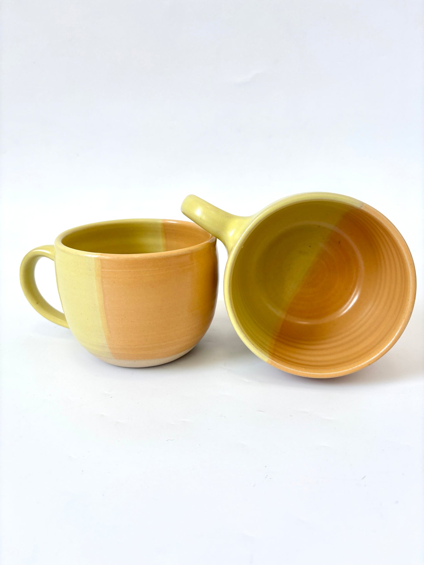 *Exclusive* Two-Toned Ceramic Mug - Lemon / Peach