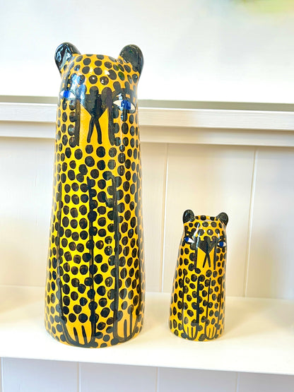 Miniature Ceramic Cheetah Vase by Studio Soph - Yellow