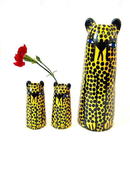 Miniature Ceramic Cheetah Vase by Studio Soph - Yellow