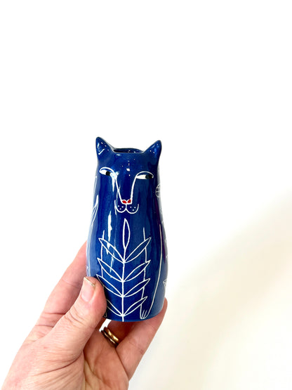 Miniature Cat Vase by Studio Soph - Blue