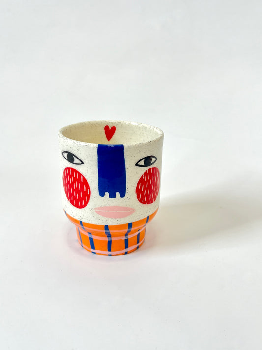 Ceramic Goblet by Studio Soph - Face with Lips, Orange