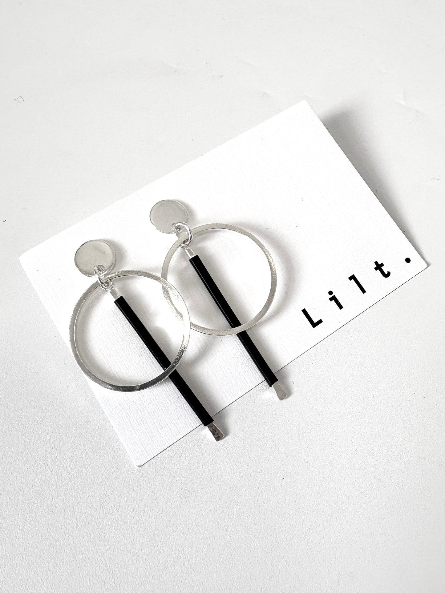 Circle Stud with Drop Circle and Fused Bar Earrings (#44)