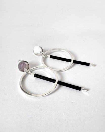 Circle Stud with Drop Circle and Fused Bar Earrings (#44)