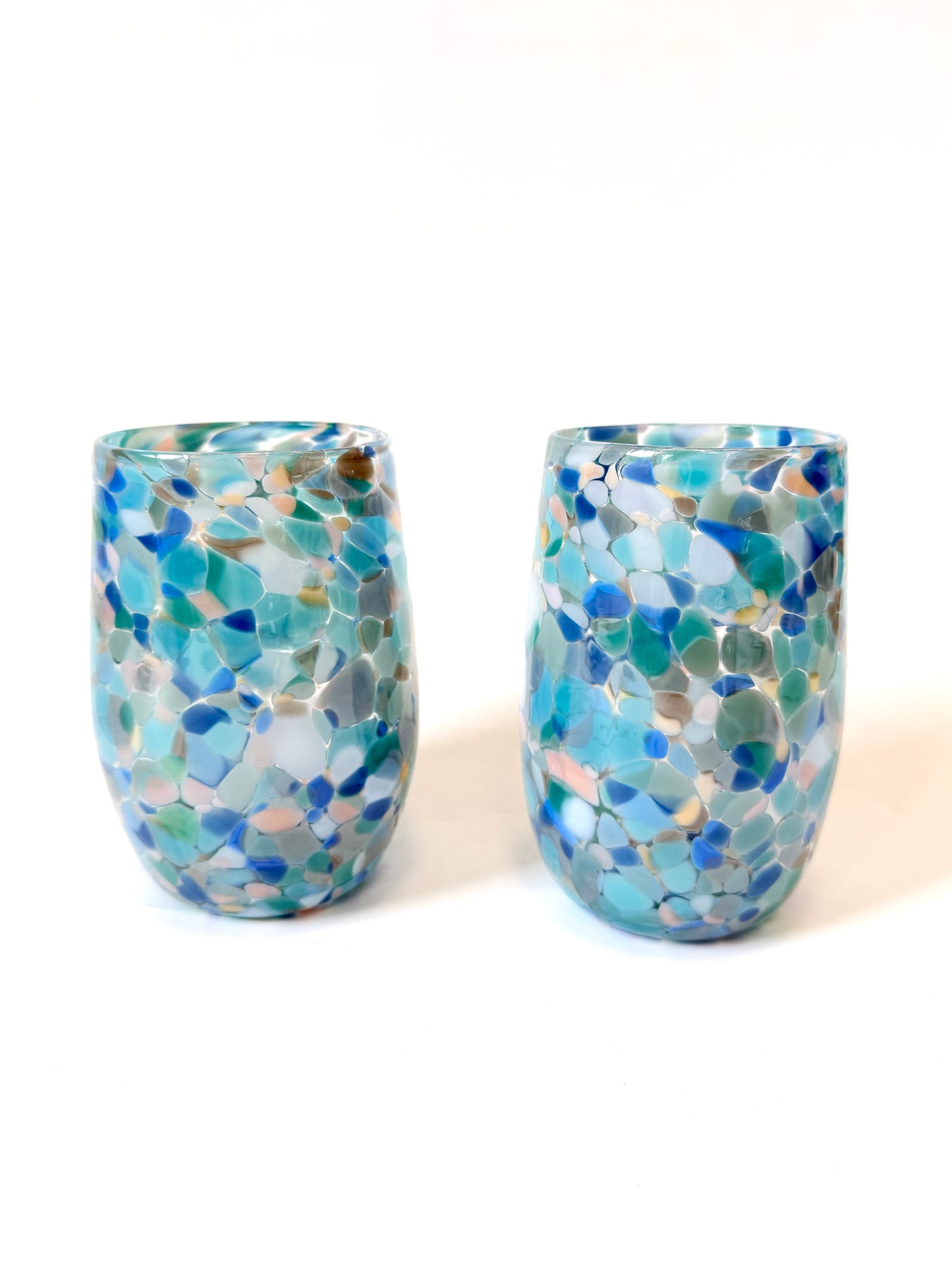 Handblown Glass Tumbler - Sea Sparkle