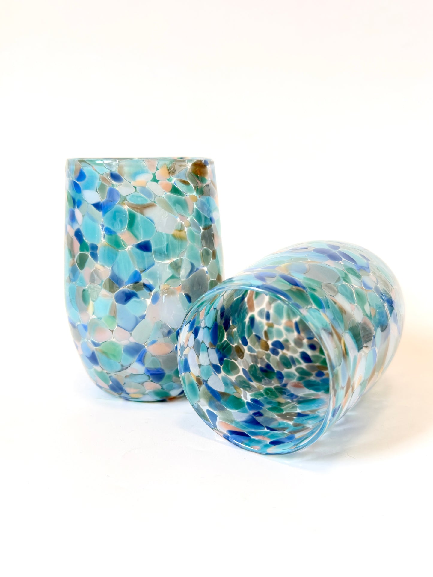 Handblown Glass Tumbler - Sea Sparkle