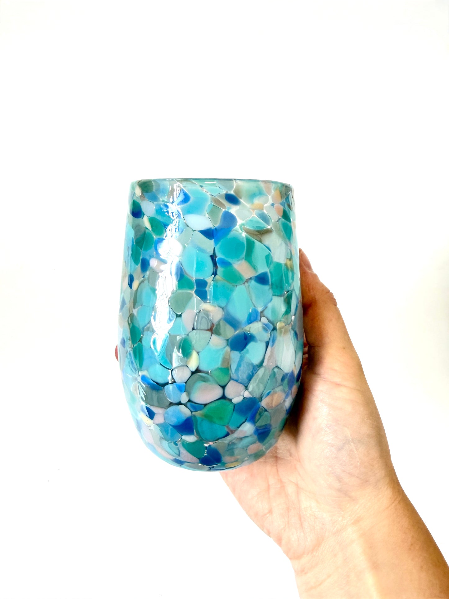 Handblown Glass Tumbler - Sea Sparkle