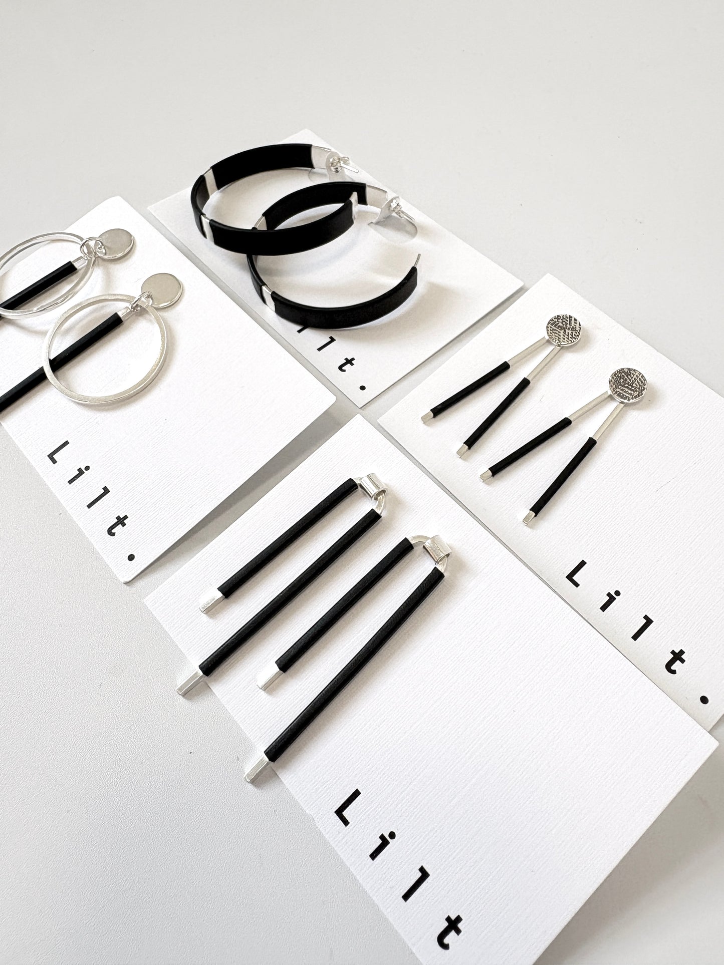 Circle Stud with Drop Circle and Fused Bar Earrings (#44)