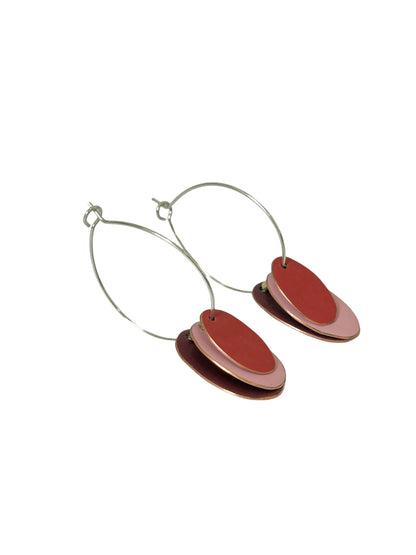 Hoops & Drops Earrings - Dark Red, Pink, Red