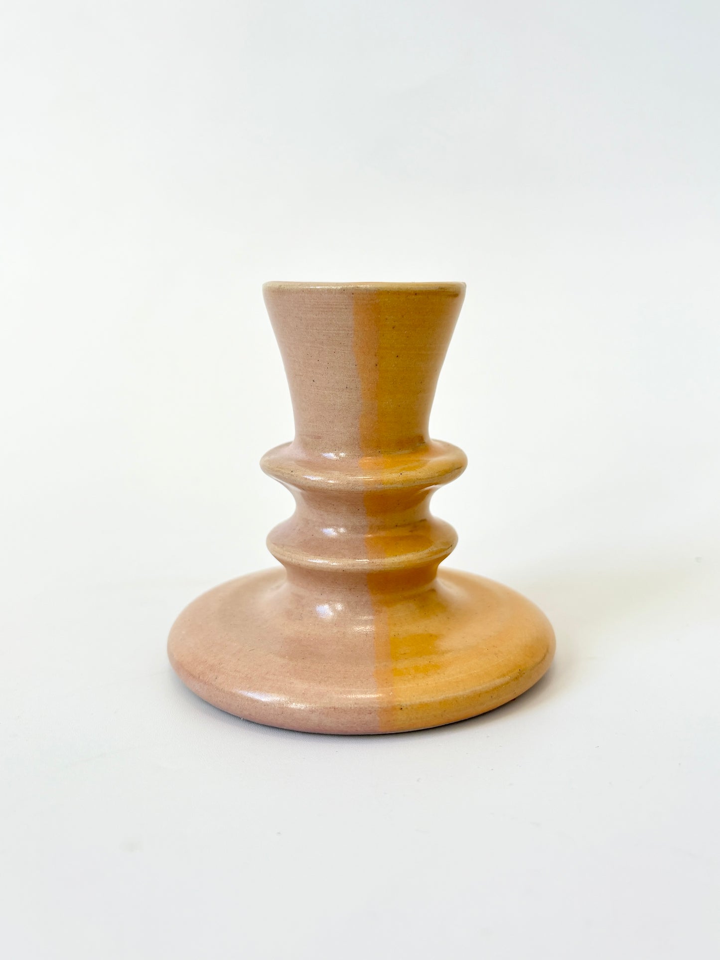 *Exclusive* Two-Toned Ceramic Candlestick - Peach / Pink