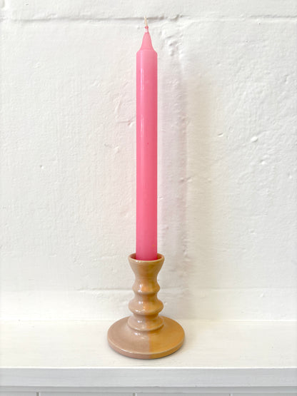 *Exclusive* Two-Toned Ceramic Candlestick - Peach / Pink