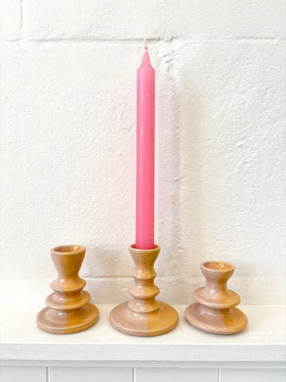 *Exclusive* Two-Toned Ceramic Candlestick - Peach / Pink