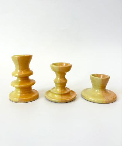 *Exclusive* Two-Toned Ceramic Candlestick - Lemon / Peach