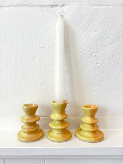 *Exclusive* Two-Toned Ceramic Candlestick - Lemon / Peach