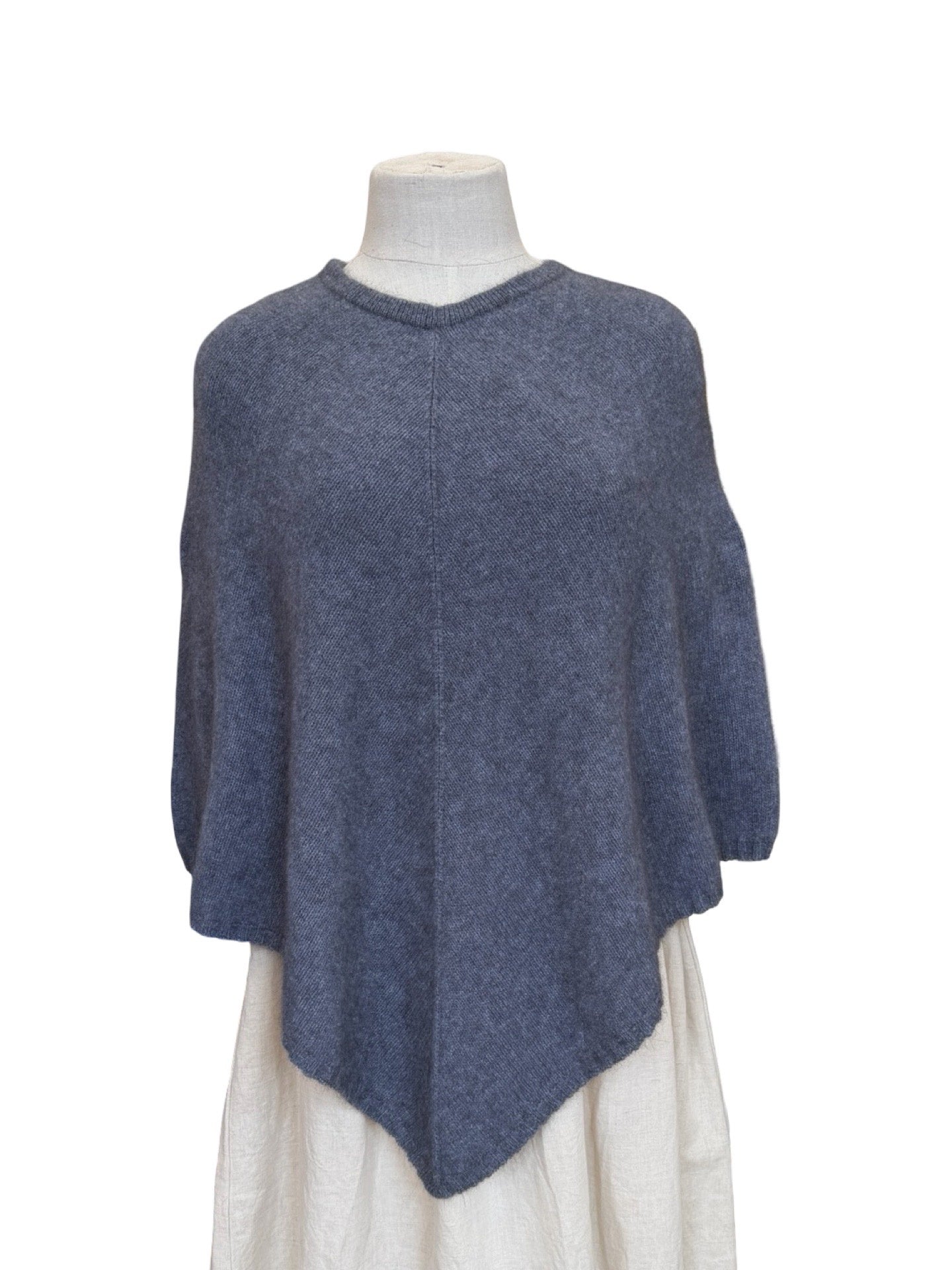 Possum Merino Poncho - Iceberg
