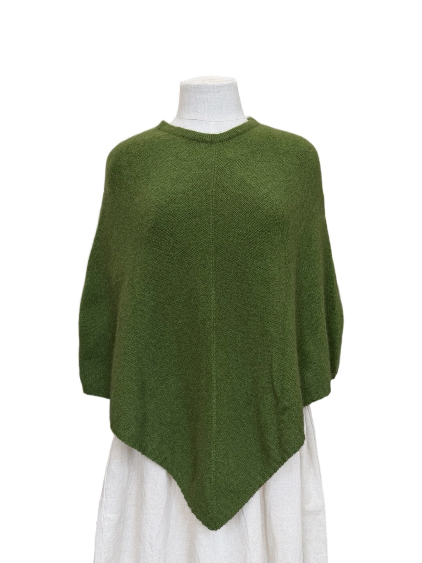 Possum Merino Poncho - Fern Green