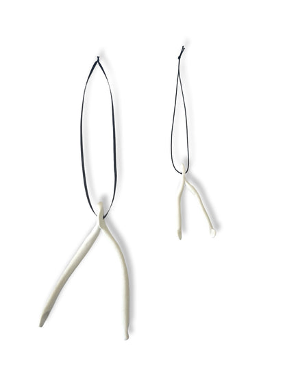 Wish Bone Ornament Raw Porcelain - small