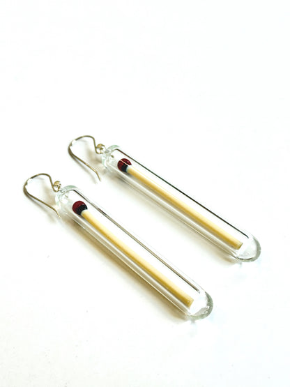 Glass Matchstick Hook Earrings