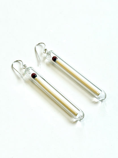 Glass Matchstick Hook Earrings