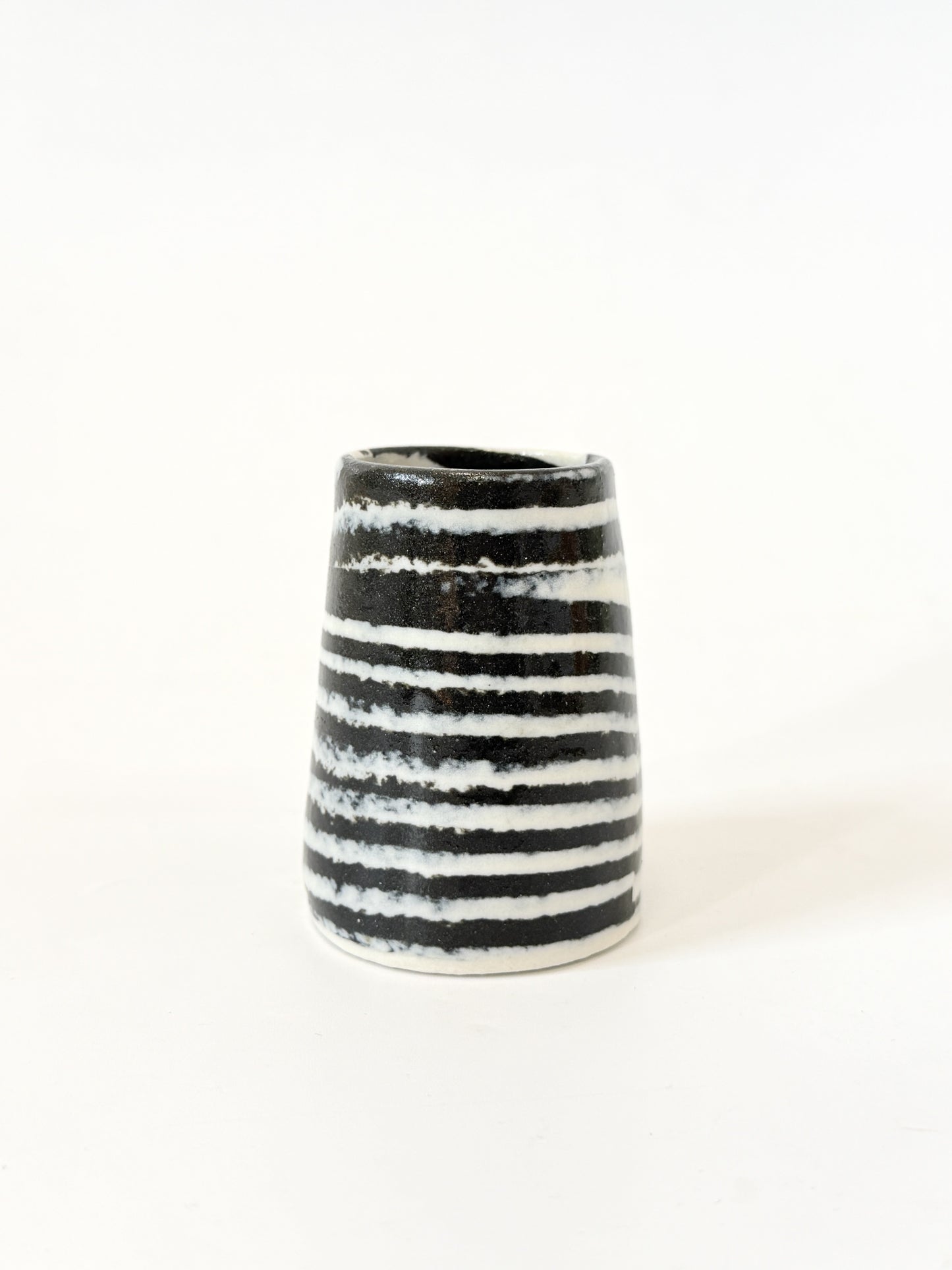 Ceramic Nerikomi Vase - Tiny - Black Stripe