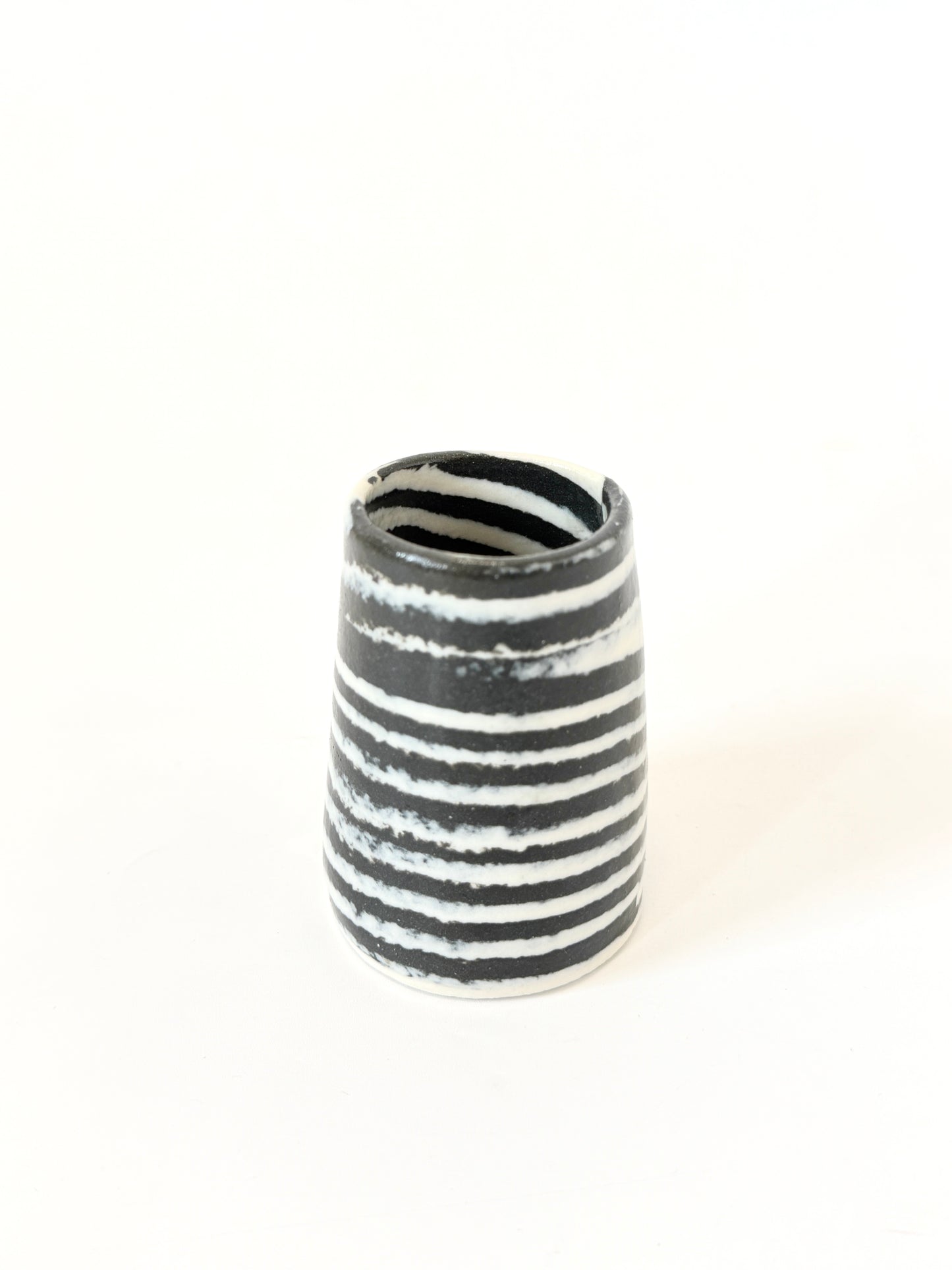 Ceramic Nerikomi Vase - Tiny - Black Stripe