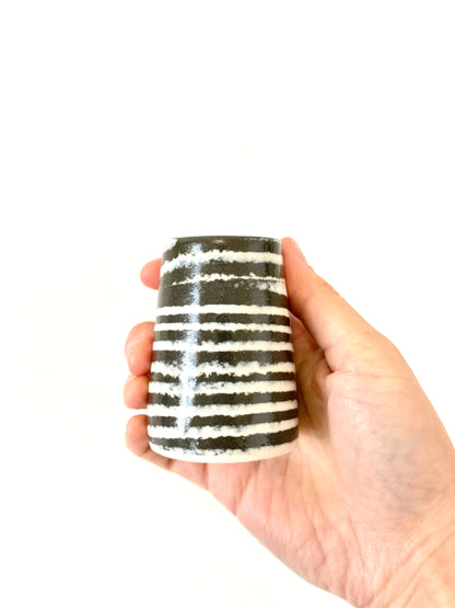 Ceramic Nerikomi Vase - Tiny - Black Stripe