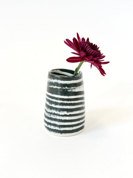 Ceramic Nerikomi Vase - Tiny - Black Stripe