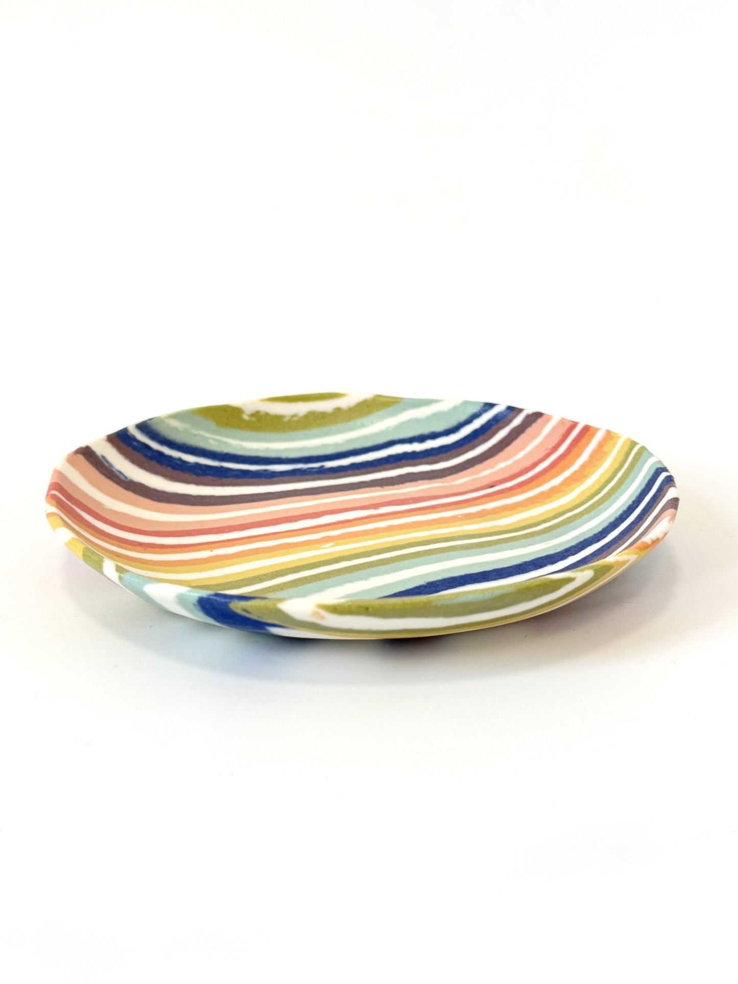Ceramic Nerikomi Small Plate - Rainbow Stripe
