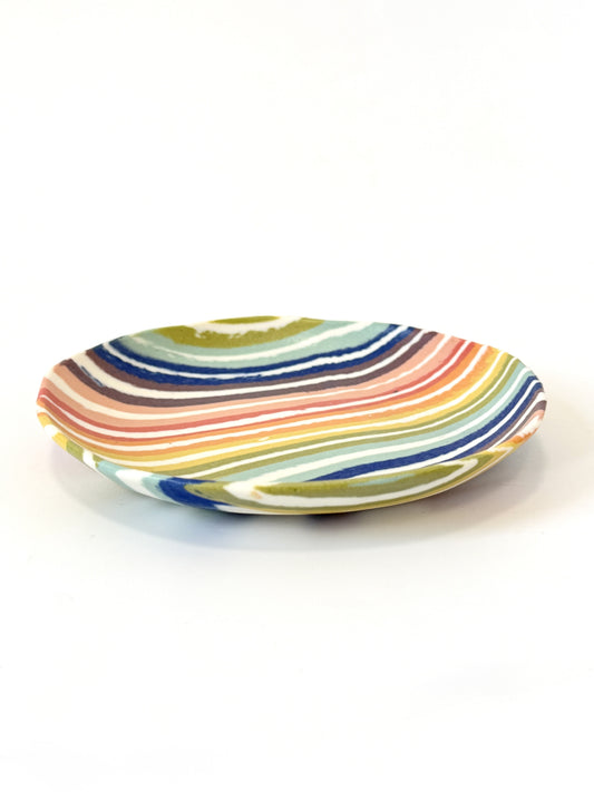 Ceramic Nerikomi Small Plate - Rainbow Stripe