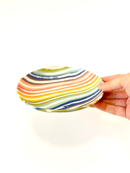 Ceramic Nerikomi Small Plate - Rainbow Stripe