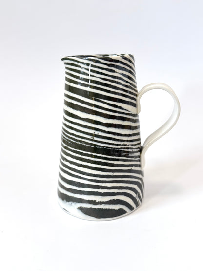 Ceramic Nerikomi Jug - Large - Dark Green Stripe