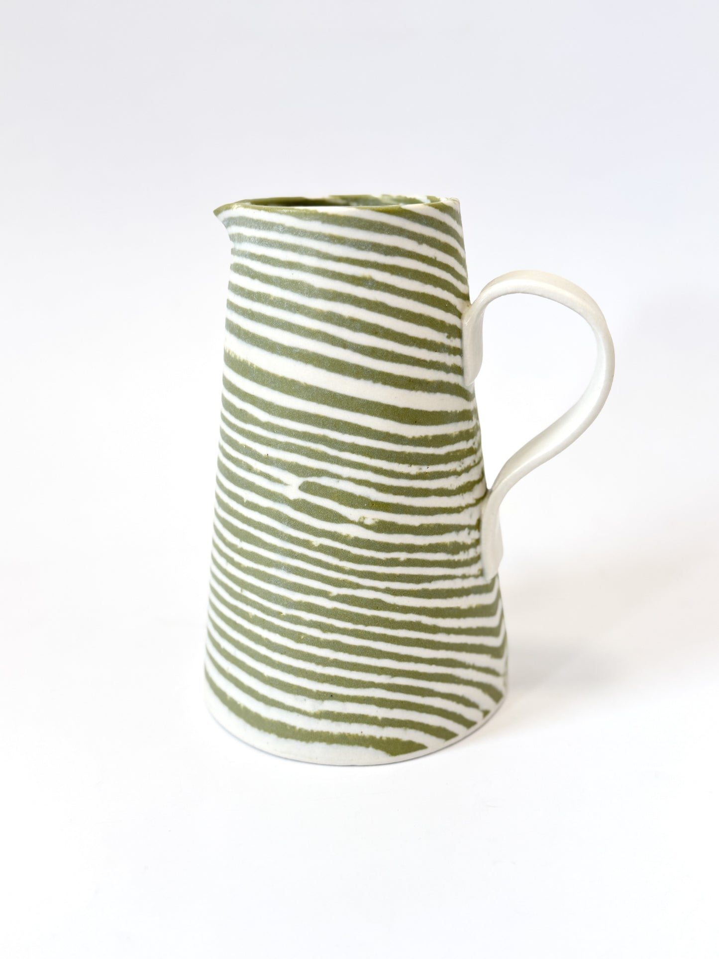 Ceramic Nerikomi Jug - Large - Light Green Stripe