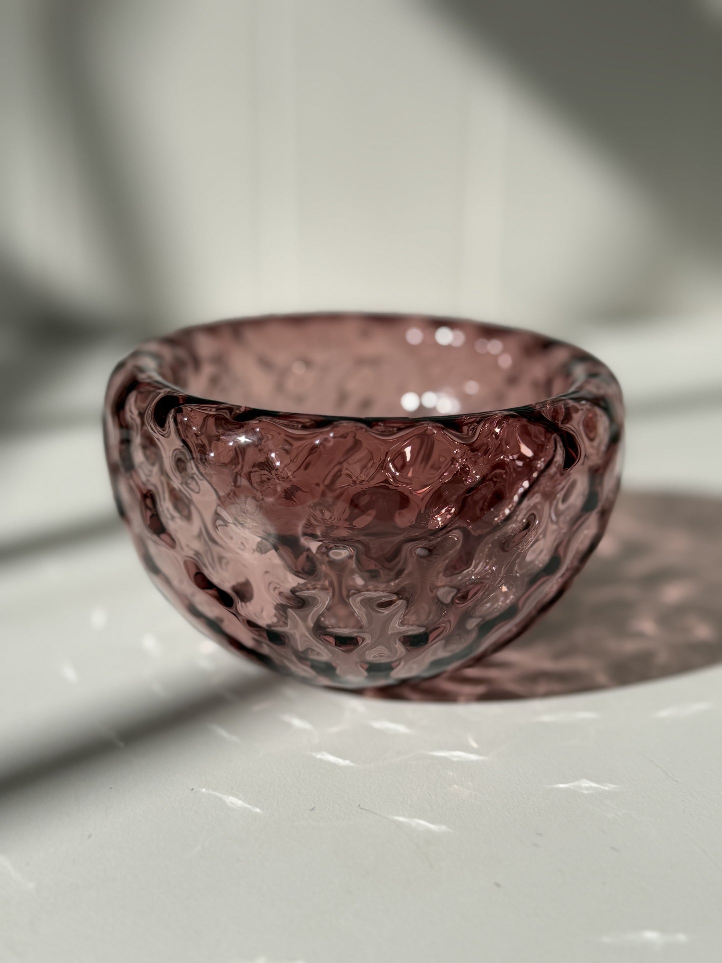 Textured Silvio Handblown Glass Mini "Fulvio" Bowl - Aubergine