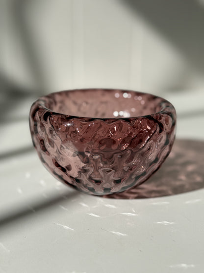 Textured Silvio Handblown Glass Mini "Fulvio" Bowl - Aubergine