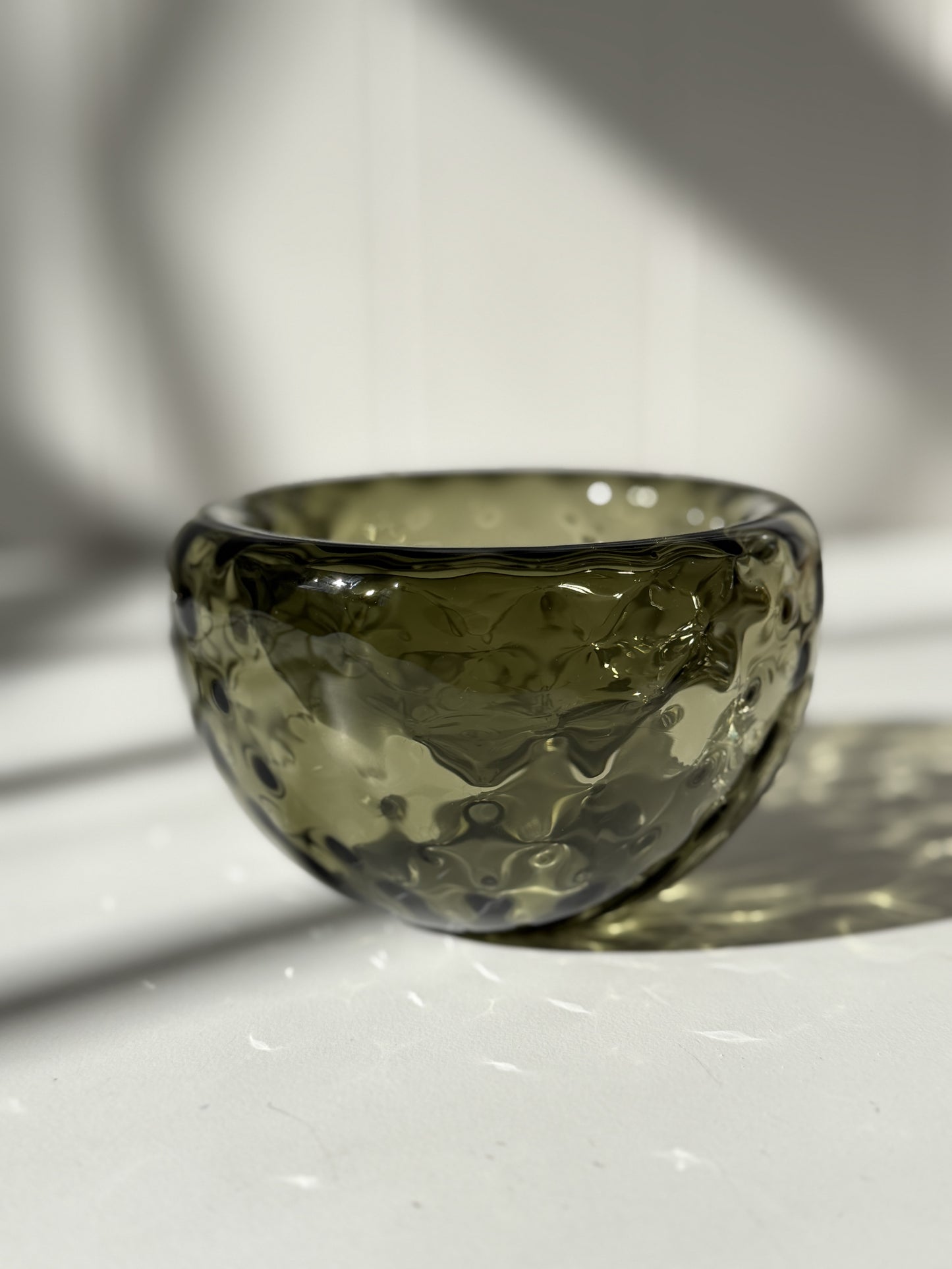 Textured Silvio Handblown Glass Mini "Fulvio" Bowl - Eel Green