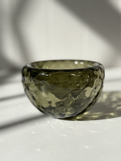 Textured Silvio Handblown Glass Mini "Fulvio" Bowl - Eel Green