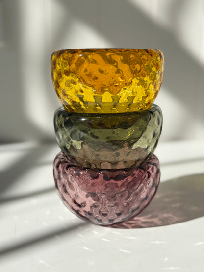 Textured Silvio Handblown Glass Mini "Fulvio" Bowl - Aubergine