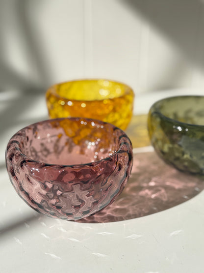 Textured Silvio Handblown Glass Mini "Fulvio" Bowl - Aubergine