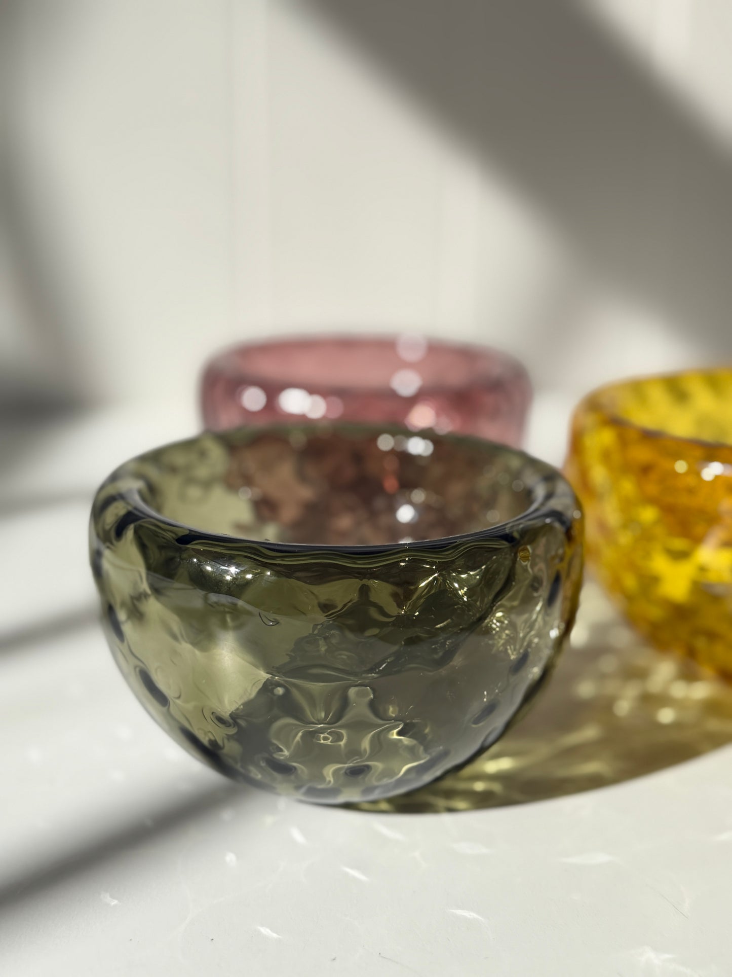 Textured Silvio Handblown Glass Mini "Fulvio" Bowl - Eel Green