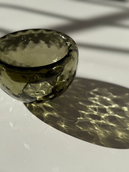 Textured Silvio Handblown Glass Mini "Fulvio" Bowl - Eel Green