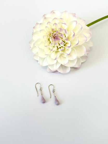 Glass Teardrop Earrings - Soft Lilac, Opaque