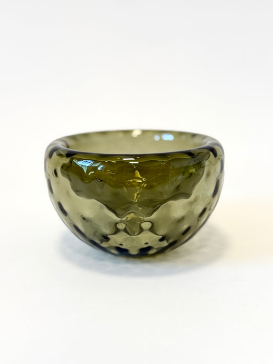 Textured Handblown Glass Mini "Fulvio" Bowl - Eel Green
