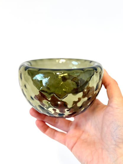 Textured Silvio Handblown Glass Mini "Fulvio" Bowl - Eel Green