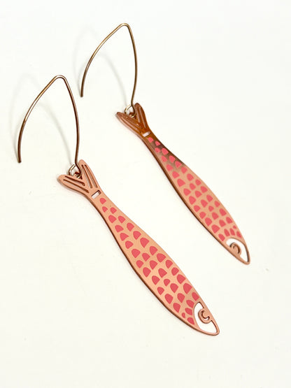 Midi Fishy Earrings in Rose Gold & Pink