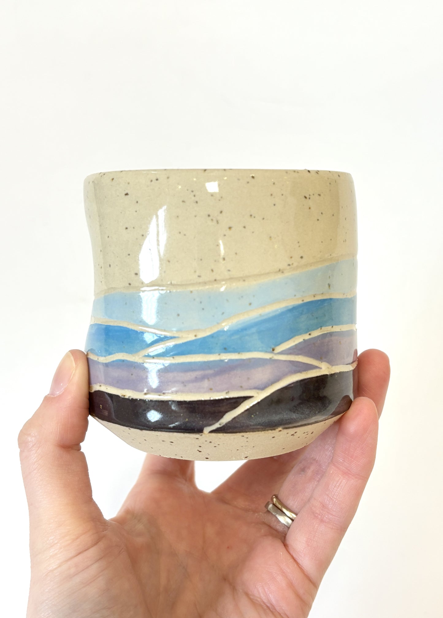 Ceramic Landscape Tumbler - Blue / Purple